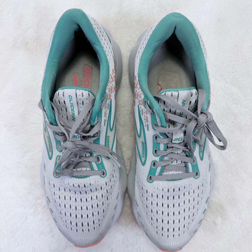 Brooks Glycerin 20 Oyster Latigo Bay Coral Womens Running Shoes Size 8.5 - Picture 8 of 10
